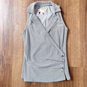 Maeve by Anthropologie Seersucker Collared Sleeveless Striped Buttons XXS